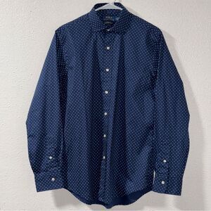 Polo Ralph Lauren Men's Classic Fit Dark Blue/white Polka-Dot long sleeve Med